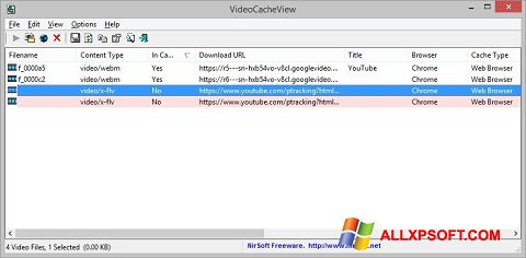 Screenshot VideoCacheView para Windows XP