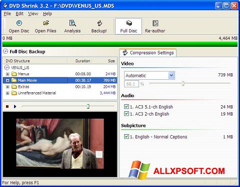 Screenshot DVD Shrink para Windows XP
