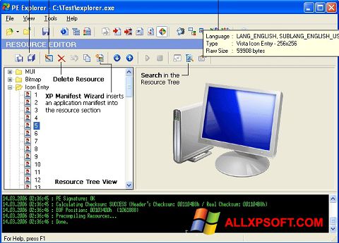 Screenshot PE Explorer para Windows XP