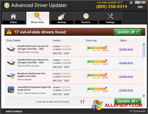 Screenshot Advanced Driver Updater para Windows XP