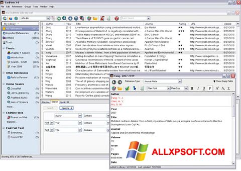 Screenshot EndNote para Windows XP