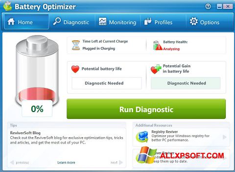 Screenshot Battery Optimizer para Windows XP
