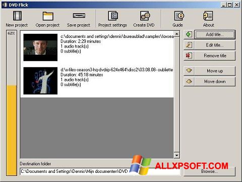 Screenshot DVD Flick para Windows XP