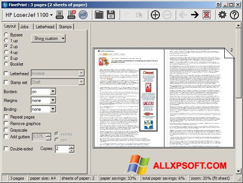 Screenshot FinePrint para Windows XP
