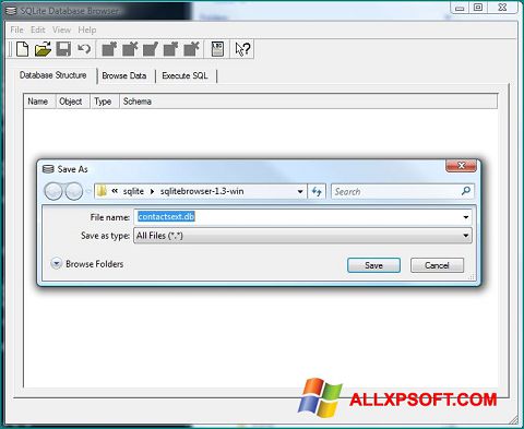 Screenshot SQLite Database Browser para Windows XP