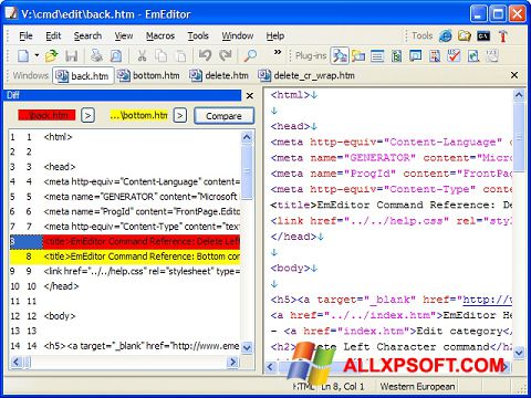 Screenshot EmEditor para Windows XP