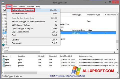 Screenshot Unassociate File Types para Windows XP