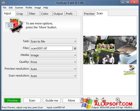 Screenshot VueScan para Windows XP