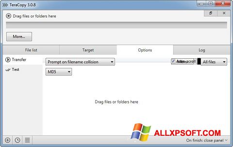 Screenshot TeraCopy para Windows XP