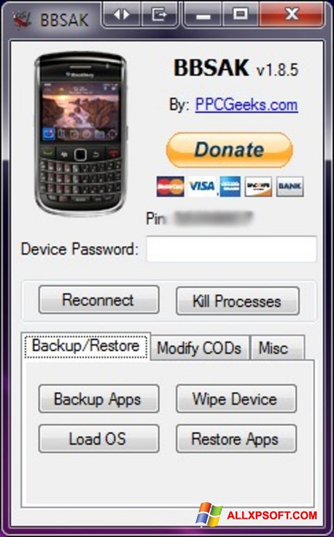 Screenshot BBSAK para Windows XP