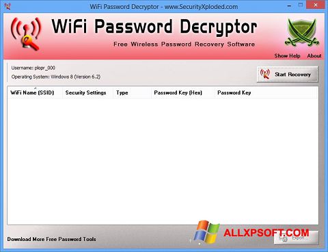 Screenshot WiFi Password Decryptor para Windows XP