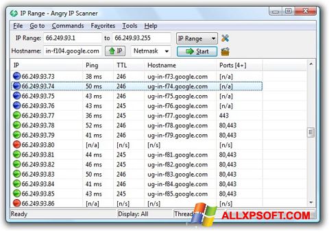 Screenshot Angry IP Scanner para Windows XP