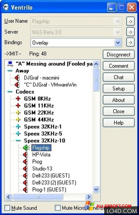 Screenshot Ventrilo para Windows XP