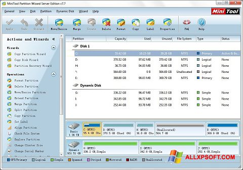 Screenshot MiniTool Partition Wizard para Windows XP