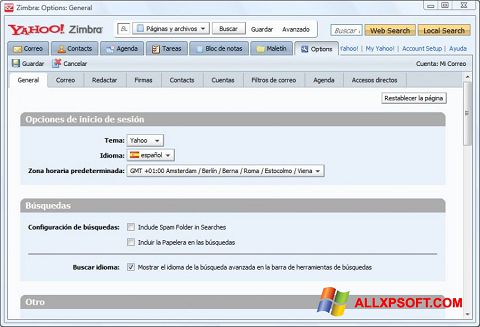 Screenshot Zimbra Desktop para Windows XP
