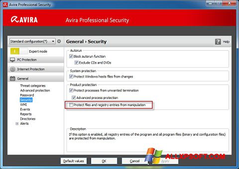 Screenshot Avira Professional Security para Windows XP