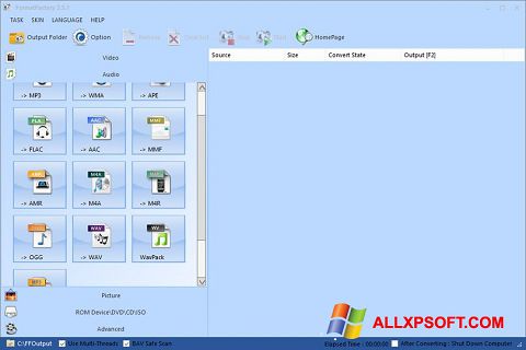 Screenshot Format Factory para Windows XP