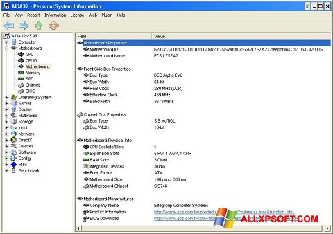 Screenshot AIDA32 para Windows XP