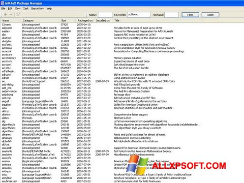 Screenshot MiKTeX para Windows XP