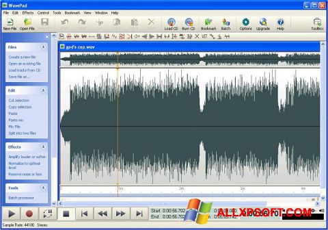 Screenshot WavePad Sound Editor para Windows XP