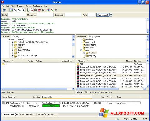 Screenshot FileZilla para Windows XP