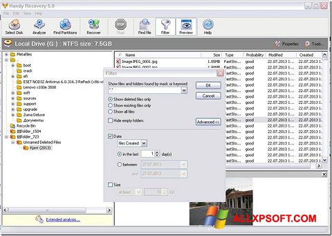 Screenshot Handy Recovery para Windows XP