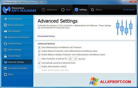 Screenshot Malwarebytes Anti-Malware para Windows XP