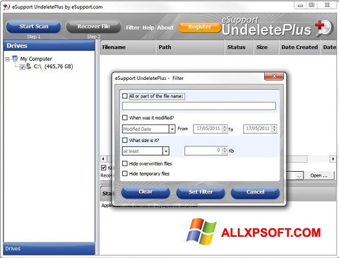 Screenshot Undelete Plus para Windows XP