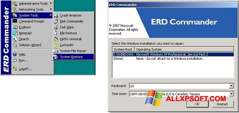 Screenshot ERD Commander para Windows XP