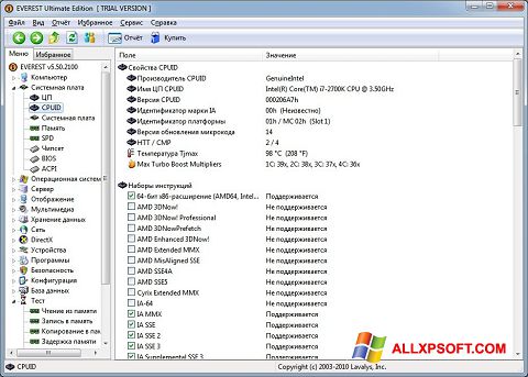 Screenshot EVEREST para Windows XP