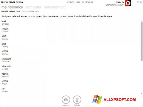 Screenshot Driver Fusion para Windows XP