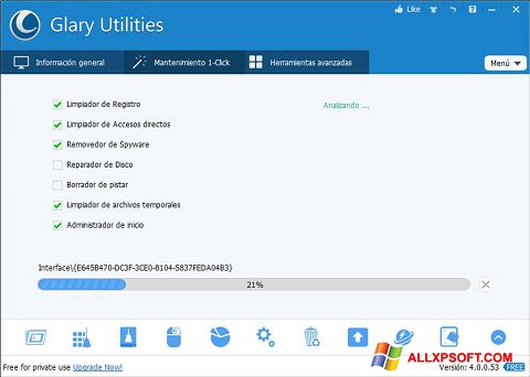 Screenshot Glary Utilities para Windows XP