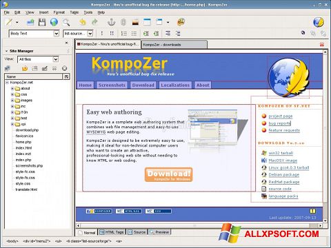 Screenshot KompoZer para Windows XP