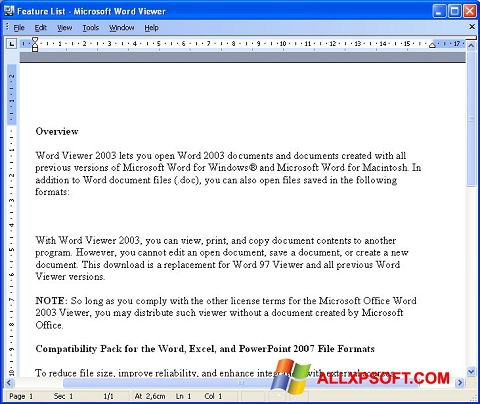 Screenshot Word Viewer para Windows XP