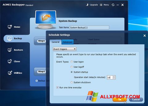 Screenshot AOMEI Backupper para Windows XP
