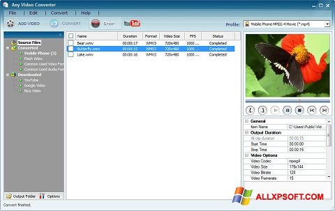 Screenshot Any Video Converter para Windows XP