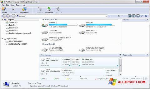 Screenshot RS Partition Recovery para Windows XP