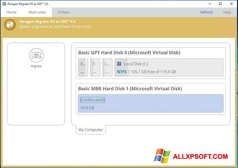 Screenshot Paragon Migrate OS to SSD para Windows XP