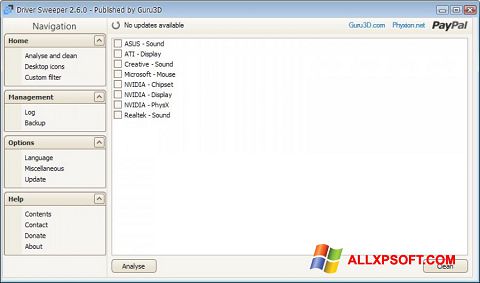 Screenshot Driver Sweeper para Windows XP