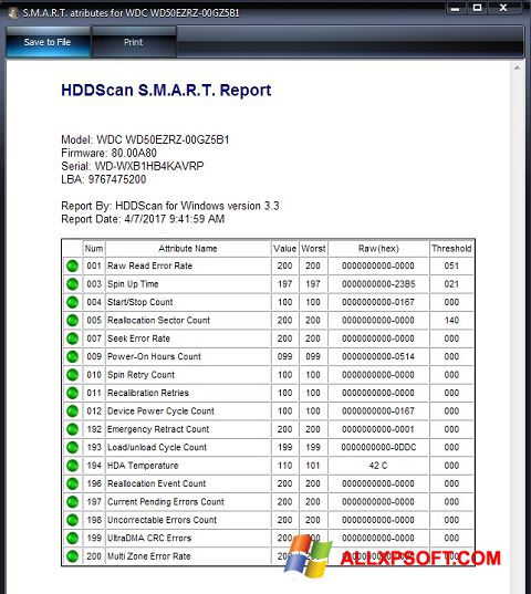 Screenshot HDDScan para Windows XP