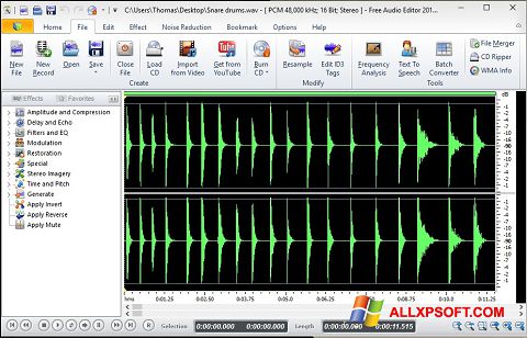 Screenshot Free Audio Editor para Windows XP