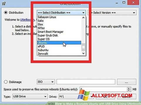 Screenshot UNetbootin para Windows XP