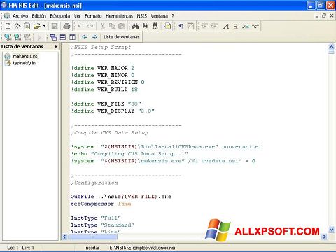 Screenshot NSIS para Windows XP