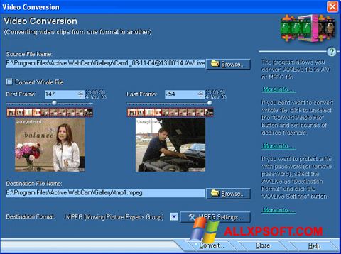 Screenshot Active WebCam para Windows XP
