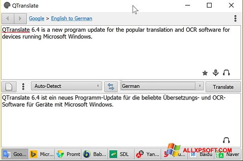 Screenshot QTranslate para Windows XP