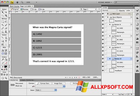 Screenshot Adobe Fireworks para Windows XP