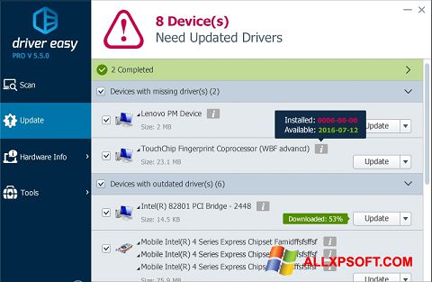 Screenshot Driver Easy para Windows XP