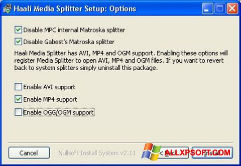 Screenshot Haali Media Splitter para Windows XP