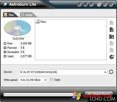 Screenshot Astroburn Lite para Windows XP