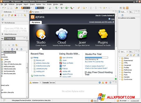 Screenshot Aptana Studio para Windows XP